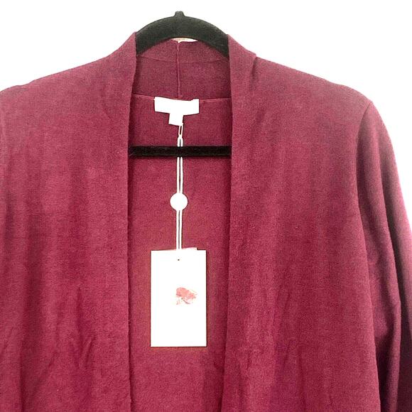 Evolution By Cyrus Myna Cardigan Women Small Burgundy Red Open Front Long Sleeve - Picture 2 of 10